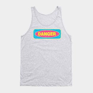 Danger - blue & yellow on pink Tank Top